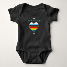 Papa Rainbow Heart Baby Bodysuit