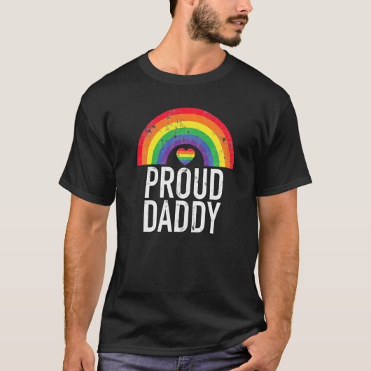 Papa Rainbow Retro Papa Gay Pride Lgbt Parad T-shirt (Voorkant)