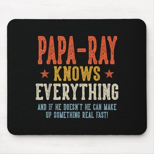 Papa-ray weet alles vaderdag retro muismat (Voorkant)