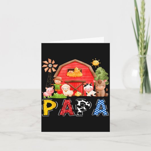 Papa Red Farm Cow Birthday Boy Matching Family Par Kaart (Voorkant)