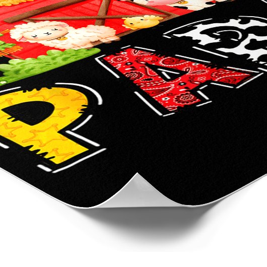 Papa Red Farm Cow Birthday Boy Matching Family Par Poster (Hoek)