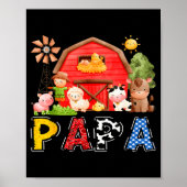 Papa Red Farm Cow Birthday Boy Matching Family Par Poster (Voorkant)
