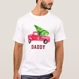 Papa Red pickup truck kerstboom waterverf T-shirt