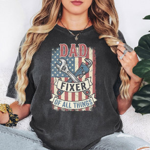 Papa Reparateur Van Alles Patriotische Vlag Sleute T-shirt