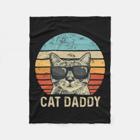 Papa Retro Kat Sungles Cool Kat Papa Gift Vaders Fleece Deken (Voorkant)