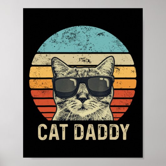 Papa Retro Kat Sungles Cool Kat Papa Gift Vaders Poster (Voorkant)