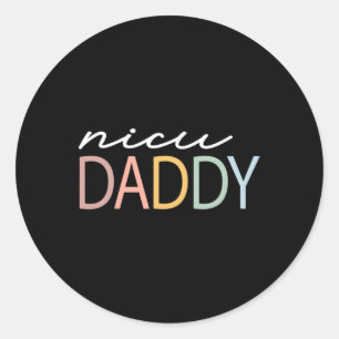 Papa Retro Kleurrijke Nicu Papa Boho Tiny Warrior Ronde Sticker