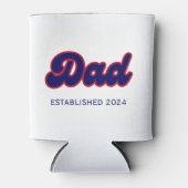 Papa retro rood en blauw, jaar op maat blikjeskoeler (Voorkant)