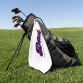 Papa retro rood en blauw, jaar op maat golfhanddoek (Groen)