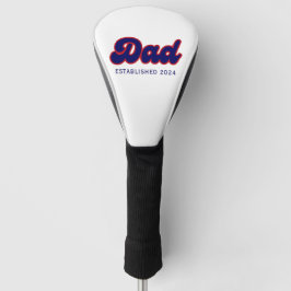 Papa retro rood en blauw, jaar op maat golfheadcover