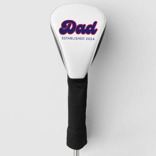 Papa retro rood en blauw, jaar op maat golfheadcover (Voorkant)