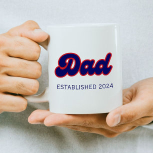 Papa retro rood en blauw, jaar op maat koffiemok