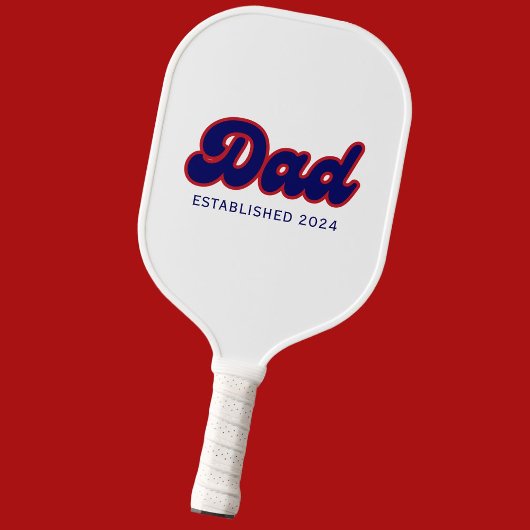 Papa retro rood en blauw, jaar op maat pickleball paddle