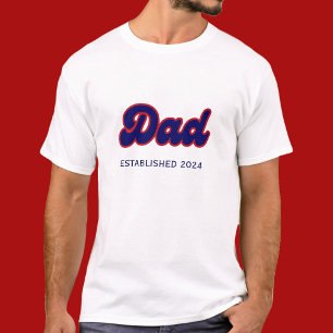Papa retro rood en blauw, jaar op maat t-shirt