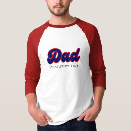 Papa retro rood en blauw, jaar op maat t-shirt