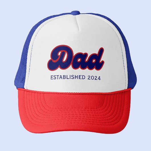 Papa retro rood en blauw, jaar op maat trucker pet