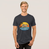 Papa Retro Zonsondergang Naam Design Tri-Blend Shirt (Voorkant volledig)