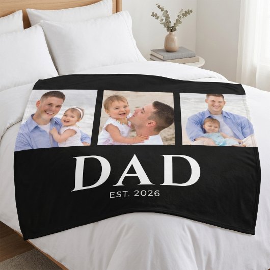 Papa Richt Moderne Zwarte 3 Foto Fleece Deken