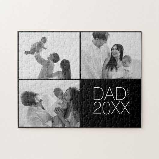 Papa Richtte Drie Foto Op Legpuzzel (Horizontaal)