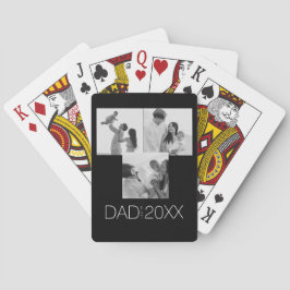 Papa Richtte Drie Foto Op Pokerkaarten