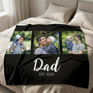 Papa Richtte Elegant Schrift Zwarte 3 Foto Fleece Deken