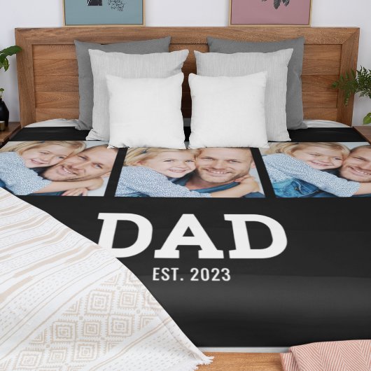 Papa Richtte Elegante Zwarte 3 Foto Fleece Deken