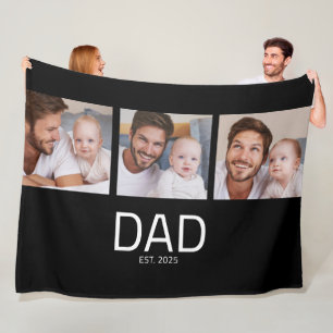 Papa Richtte Elegante Zwarte 3 Foto Fleece Deken