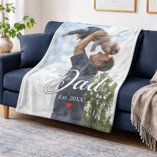 Papa Richtte Leuke Schrift Foto Hart Cadeau Fleece Deken
