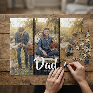 Papa Richtte Modern Schrift 3 Foto Op Legpuzzel