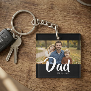 Papa Richtte Modern Schrift Foto Op Sleutelhanger