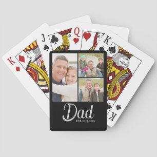 Papa Richtte Moderne 3 Foto Op  Pokerkaarten