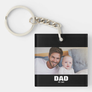 Papa Richtte Moderne Foto Op Sleutelhanger
