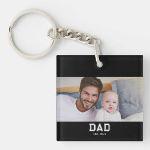 Papa Richtte Moderne Foto Op Sleutelhanger