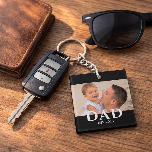 Papa Richtte Moderne Foto Op Sleutelhanger