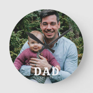 Papa Richtte Moderne Krachtige Foto Cadeau Ronde Klok