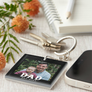 Papa Richtte Moderne Krachtige Foto Cadeau Sleutelhanger