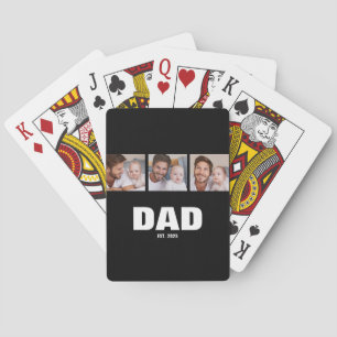Papa Richtte Moderne Krachtige Zwarte 3 Foto Pokerkaarten