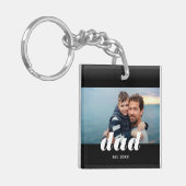 Papa Richtte Moderne Typografie Foto Sleutelhanger (Voorkant Links)
