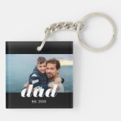 Papa Richtte Moderne Typografie Foto Sleutelhanger (Achterkant)