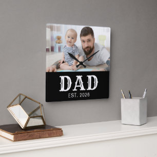 Papa Richtte Moderne Witte Typografie Foto Vierkante Klok
