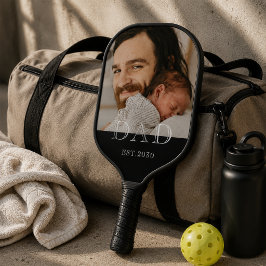 Papa Richtte Moderne Zwarte Foto Op Pickleball Paddle