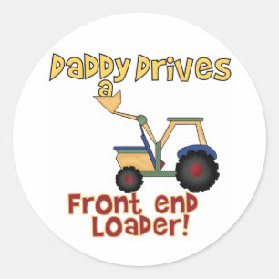 Papa rijdt een front-end loader ronde sticker