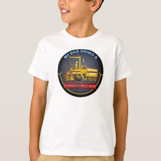 Papa rijdt een sphalt-schuurmachine Kinder T-shirt