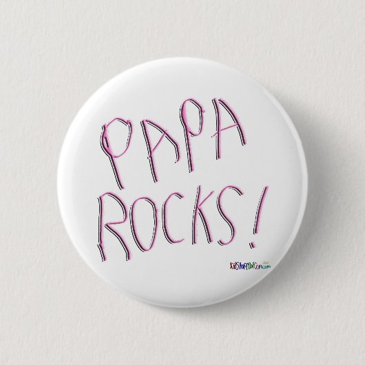 Papa Rocks. Knoop Ronde Button 5,7 Cm (Voorkant)