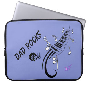 "Papa Rocks" Music & Keys Laptop Hoesje 15" Laptop Sleeve
