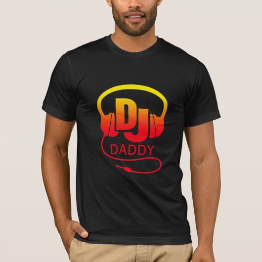 Papa rode gele DJ-hoofdtelefoon T-shirt (Voorkant)
