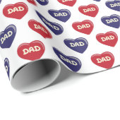 Papa Rood Blauw Hart Verjaardag Vaderdag Cadeaupapier (Rol Hoek)