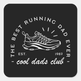 Papa runt runner club matching vierkante sticker