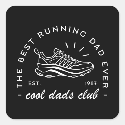 Papa runt runner club matching vierkante sticker (Voorkant)