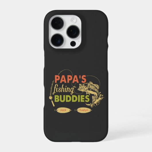 Papa’s Fishing Buddies Personalized grandkids Name iPhone Hoesje (Achterkant)